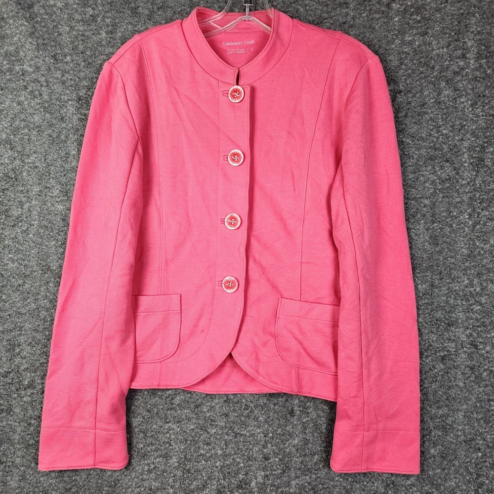 Coldwater Creek Knit Jacket Women‎ Small Pink Button Front Stretch Blazer S